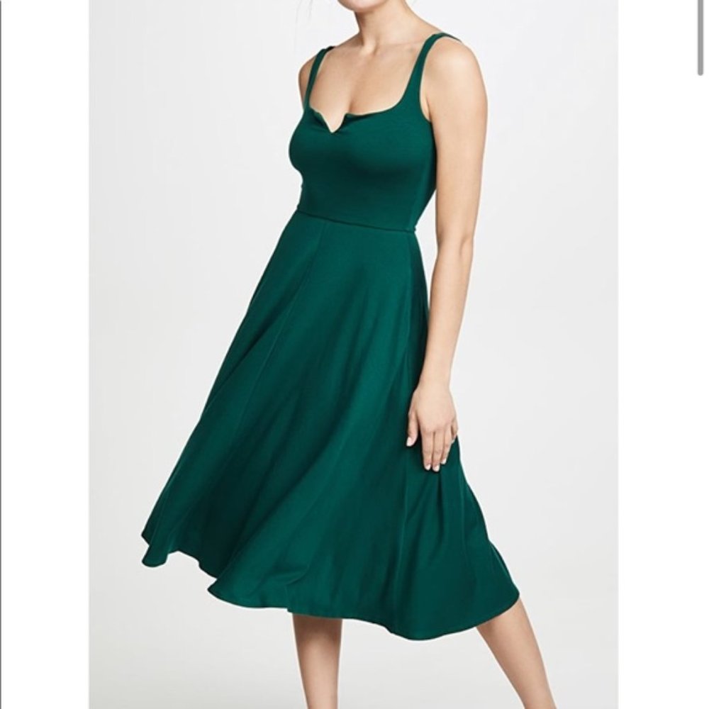 REFORMATION Emerald Green Zarina Notched Vneck Midi Dress L